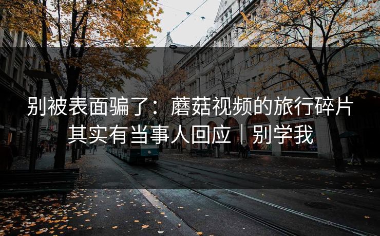 别被表面骗了:蘑菇视频的旅行碎片其实有当事人回应|别学我 别被表面骗了:蘑菇视频的旅行碎片其实有当事人回应|别学我